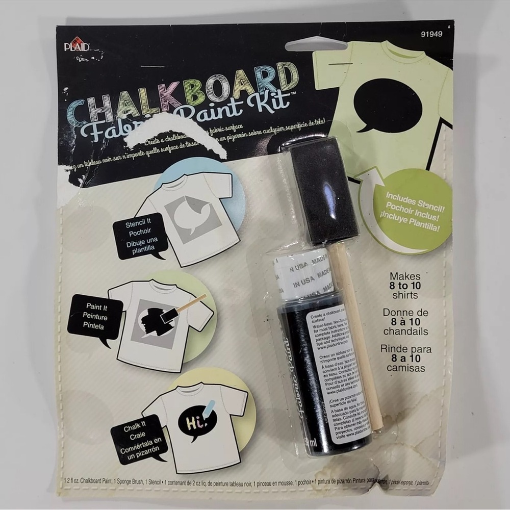 Plaid Chalkboard Fabric Paint Kit Comic Text Bubble Shape Stencil Chalk it!